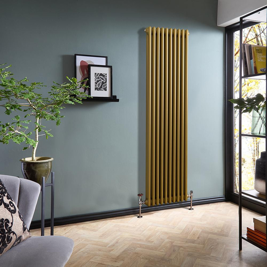 HudsonReed Gliederheizkörper 2-säulig vertikal in Gold, Höhe: 180 cm, Breite: 47 cm - Bild 1