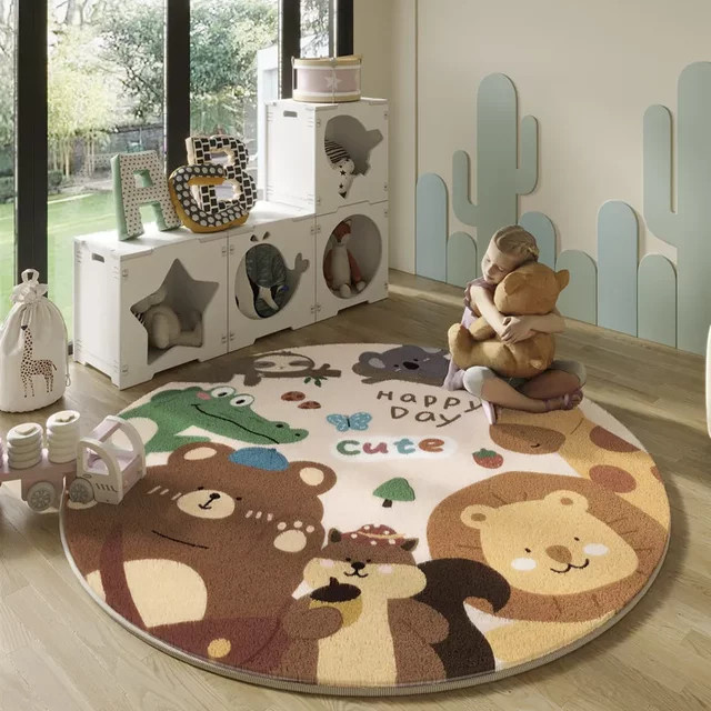 VIKAMA Rund Teppich im Nordic Stil mit Kaschmir-Imitation für Wohnzimmer, Schlafzimmer und Kinderzimmer, Mehrfarbig, Durchmesser: 60 cm - Bild 1