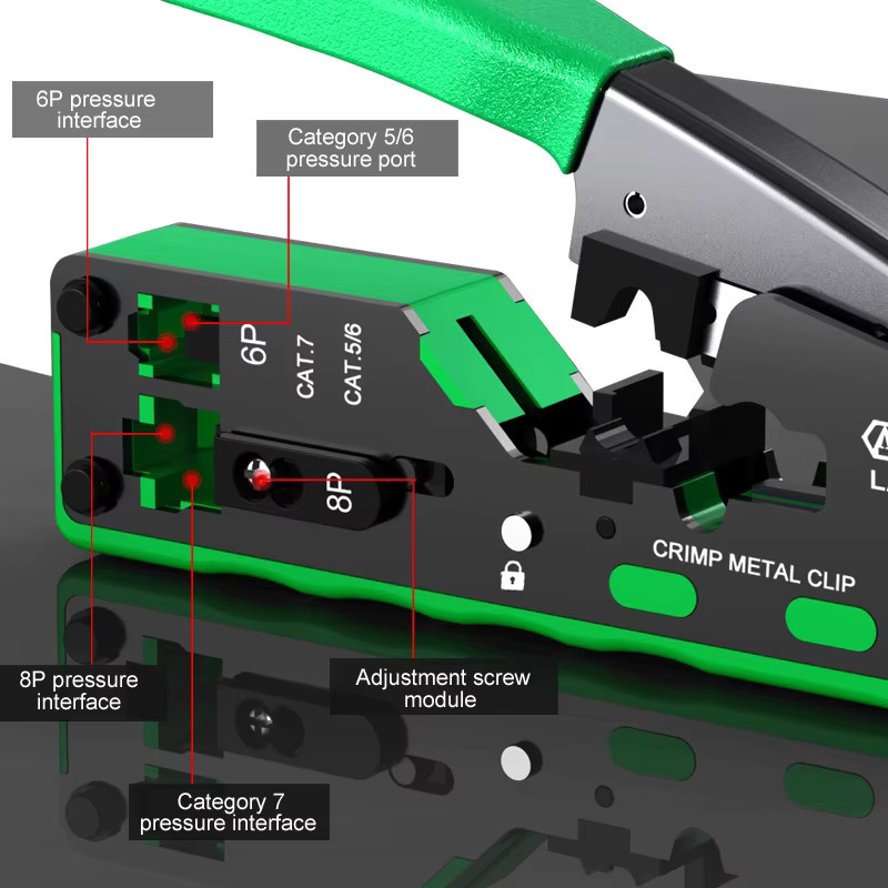 LAOA Multifunktions Netzwerk-Crimper Green – Netzwerk-Crimpzange mit Drahtschneider und Abisolierer für CAT5/6/7 Kabel - Bild 2