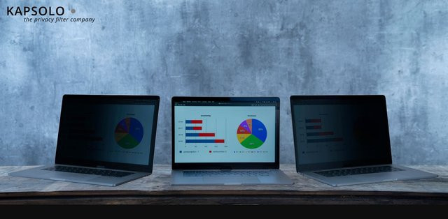 KAPSOLO 2-Wege Blickschutzfilter für Notebooks, abnehmbare Privatsphäre-Folie, 16:9 Format, Transparent, für 31,75 cm (12,5 Zoll) Display-Größe - Bild 1