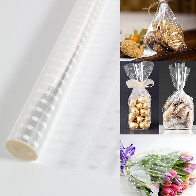 Durchsichtige Zellophan-Verpackungsrolle aus Kunststoff für Geschenkkörbe, Blumensträuße und Bastelarbeiten in Transparent - Bild 1