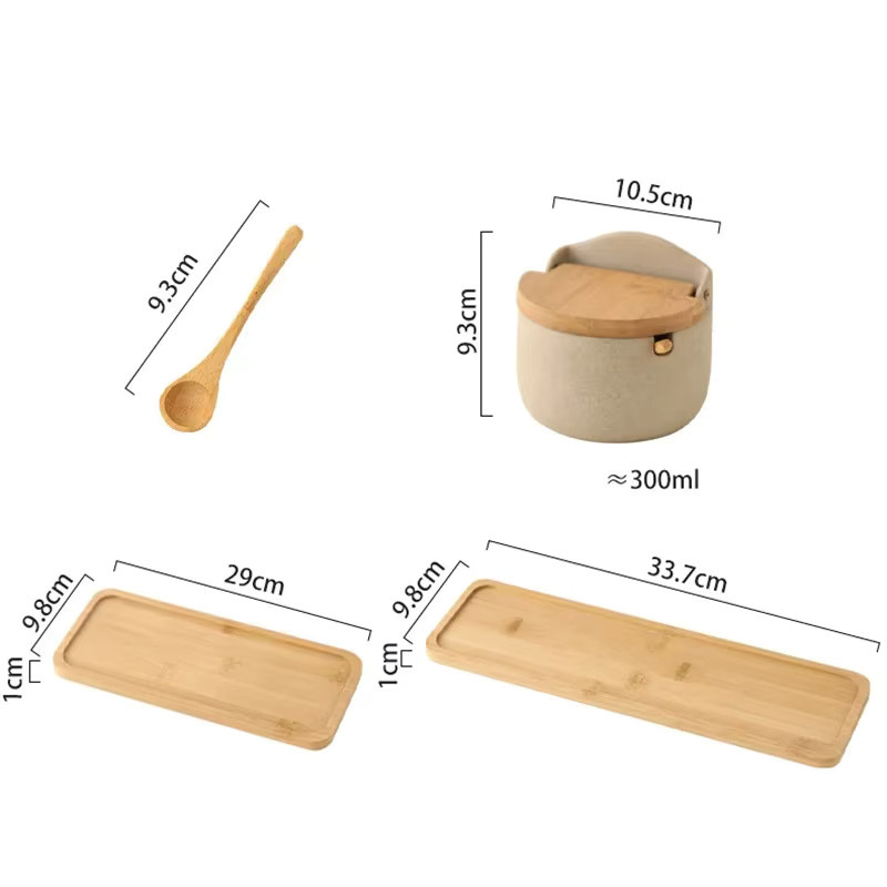 JUSTINLAU Keramik-Gewürzglas in Beige mit Bambusdeckel und Löffel zur Aufbewahrung von Gewürzen, Zucker oder Salz - Bild 2