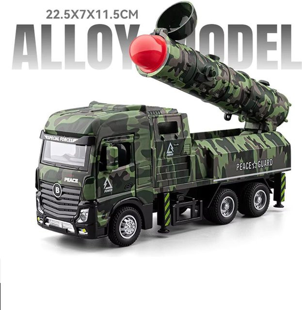 Linyi toy car Raketenwerfer LKW Spielzeugmodellauto, 1:32 Maßstab, Metall, mit Licht und Sound, ab 14 Jahren - Bild 1