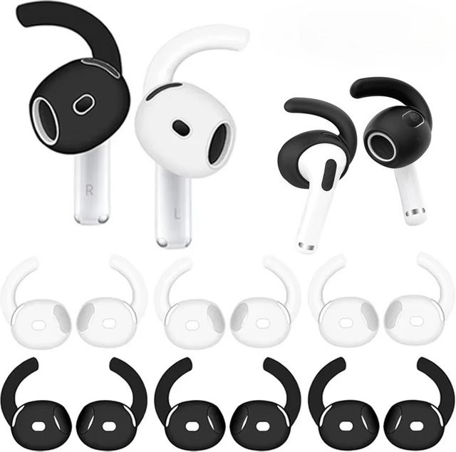 Silikon-Ohrstöpsel und Ohrbügel Set für Apple AirPods 4 in Weiß, weiche Ersatz-Ohrstöpsel für sicheren Halt und Sturzsicherung - Bild 1
