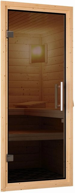 Karibu Saunatür Ganzglas Anthrazit Grau B: 64 cm, H: 175 cm, für Wandstärken 38/40 mm - Bild 1