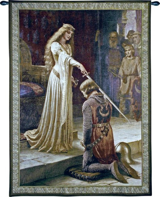VIKAMA Wandteppich Ritterliche Investur im klassischen Ölgemälde-Stil, Retro Europäische Kunst Wanddeko, Mehrfarbig, Breite: 60 cm, Höhe: 40 cm - Bild 1