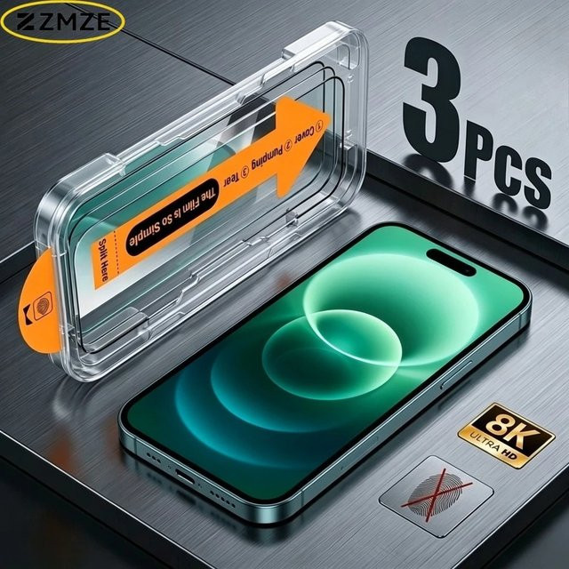 ZMZE 3er-Pack Displayschutzfolie aus Glas für iPhone 11 bis iPhone 17 Pro Max, transparent, staubfreie Installation - Bild 1