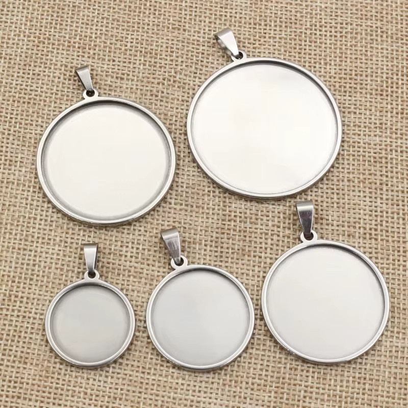 Wadsfred Anhänger Cabochon Basis, Edelstahl, Silber, Unisex - Bild 2