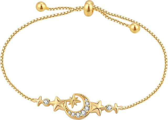 Cycuff Armband, 925 Silber, Gold, Star Moon, Damen - Bild 1