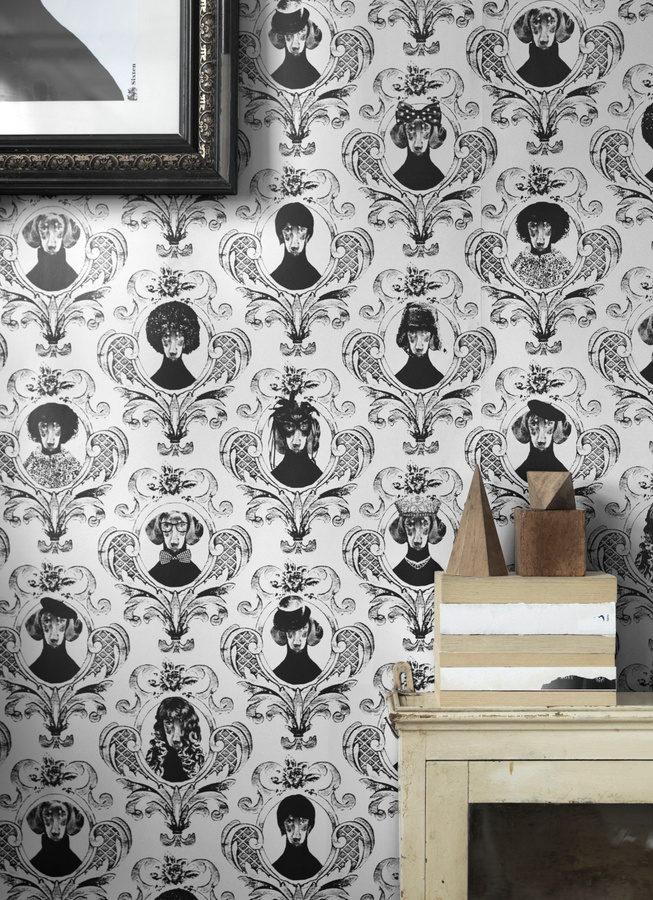 Studio Lisa Bengtsson Tapete Tillsammans in Schwarz mit Tiermotiv im skandinavischen Design - Bild 1