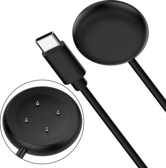 Google Pixel Watch 2 USB-C Schnellladegerät mit USB-A Magnet-Ladekabel in Schwarz - Bild 1