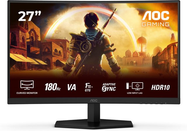 AOC Gaming C27G42E Curved Monitor, 27 Zoll Full HD Widescreen, 180 Hz, VA-Panel, Schwarz/Rot - Bild 1