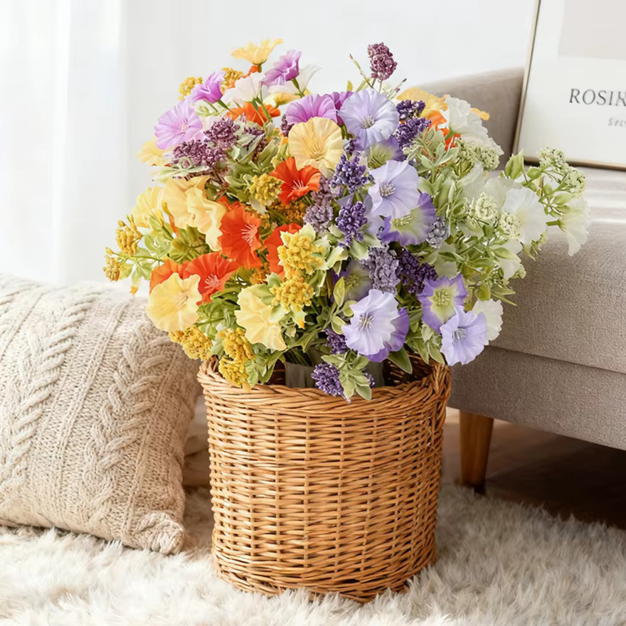 TTCY Seiden-Kunstblumen Blumenranken in Lila und Multicolour aus Textil für Hochzeiten und Heimdekoration - Bild 1