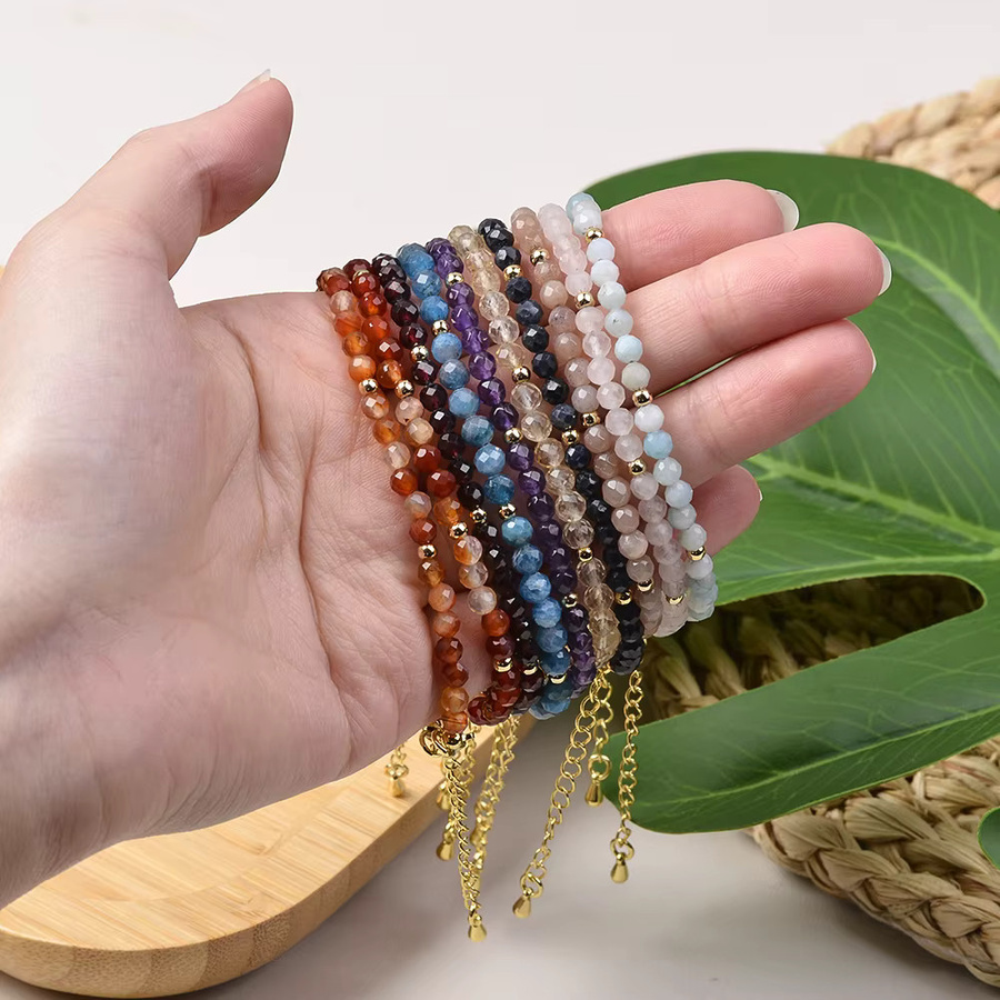 Armband Perlen, Amethyst, Amazonit, Granat, Regenbogen Fluorit, Karneol, Apatit, Schwarzer Spinell, Damen - Bild 1