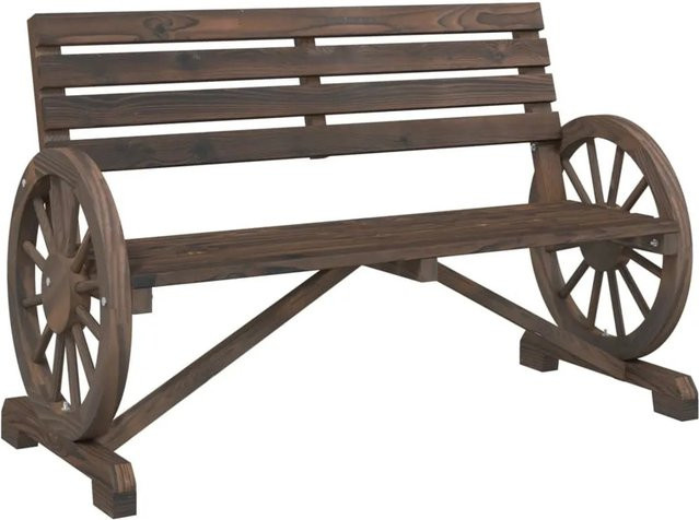 vidaXL Gartenbank 2-Sitzer aus Massivholz in Braun mit Armlehnen, B/T/H: 110,0 x 57,0 x 77,5 cm - Bild 1