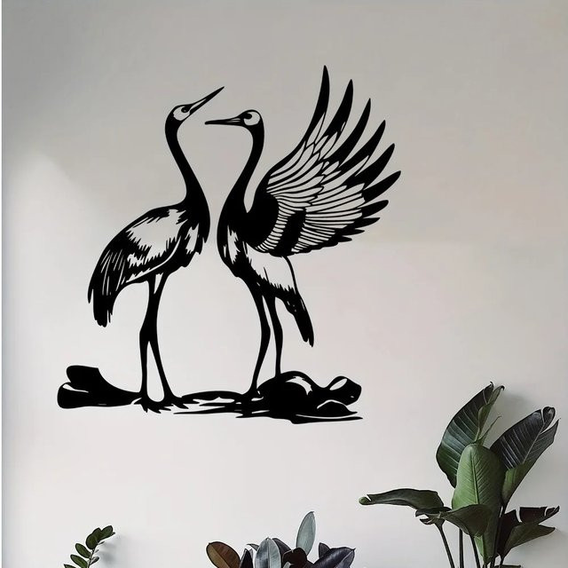 CIFBUY Schwanen-Wandkunst aus schwarzem Aluminium für Wohnzimmer, Schlafzimmer und Gartenzaun - Bild 1