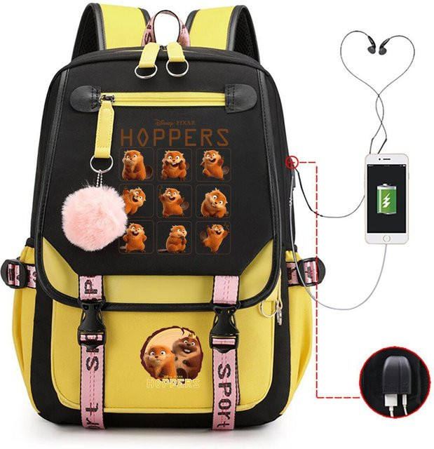 3-teiliges Schulrucksack-Set für Schüler in Gelb aus Oxford-Stoff mit Schultasche, Schultergurt und Federmäppchen - Bild 1