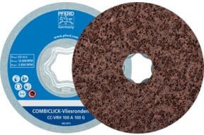 PFERD COMBICLICK harte Vliesronde CC für Feinschliff und Finish mit Winkelschleifer, Durchmesser: 100 mm, Farbe: Braun - Bild 1