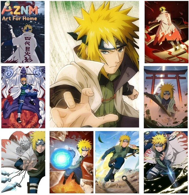 Kayou Naruto Namikaze Minato 4. Hokage Anime-Leinwandgemälde als Wandkunst in Mehrfarbig ohne Rahmen - Bild 1