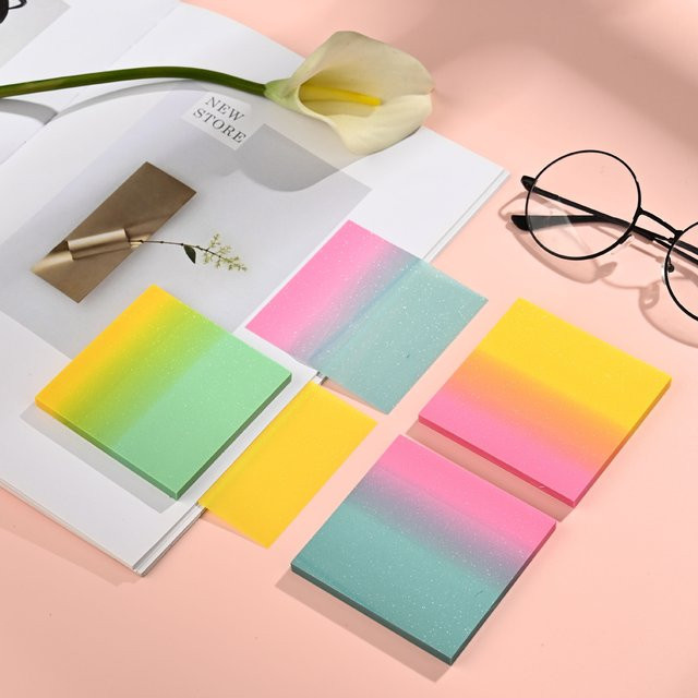 50 Blatt transparente PET Haftnotizen in Gelb und Multicolour, wasserfeste Klarsicht-Notizblöcke für Schule und Büro - Bild 1