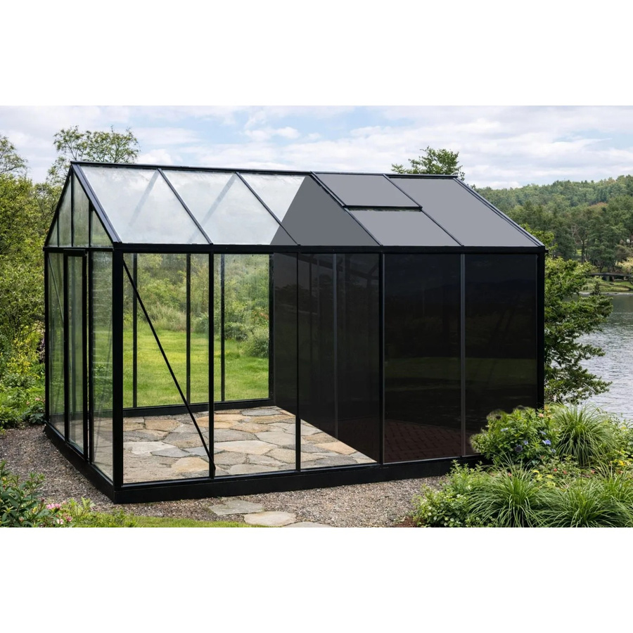 Bloomcabin Gewächshaus Klassik mit integriertem Stauraum und Sicherheitsglas in Schwarz - Bild 2