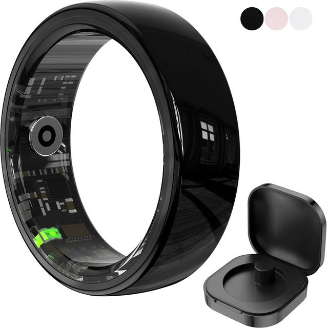 MISIRUN R12 Smart Ring für Männer und Frauen in Schwarz mit Schlaf-Tracking, Gestensteuerung, Multi-Sport-Modus und 5ATM Wasserdichtigkeit inklusive Ladecase - Bild 1