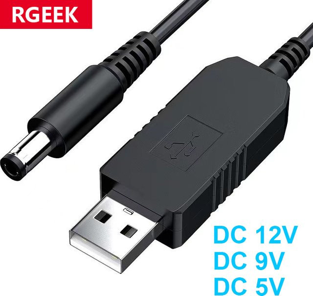 RGeek USB Boost Konverter Kabel von 5V auf 12V für WiFi Router und Modem, schwarz, Steckergröße 5,5 x 2,1 mm - Bild 1