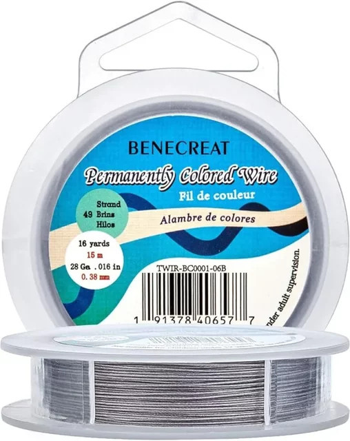 nbeads Perlenschnurdraht, Edelstahl, Grau, 0,38 mm - Bild 1