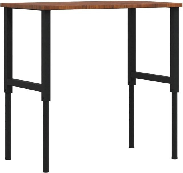vidaXL Werkbank aus Massivholz Eiche in Dunkelbraun, B/T/H: 100 x 60 x 71,5-98 cm - Bild 1