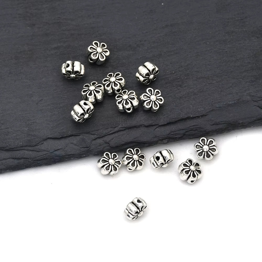 Perlen Charms Spacer, Blume, Silber Legierung, Damen, 6,1x4,7mm - Bild 2