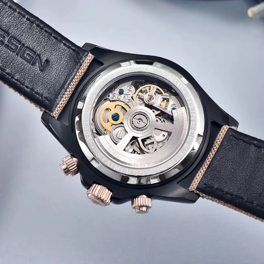 PAGANI DESIGN Armbanduhr, Automatik, Leder, Herren, Schwarz - Bild 4