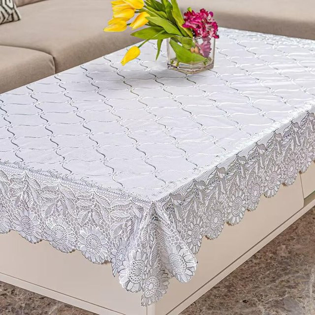 Wasserdichte PVC-Tischdecke von JMG Household Supplies in Gold und Weiß mit floralem Design, B/B: 90 x 135 cm - Bild 1