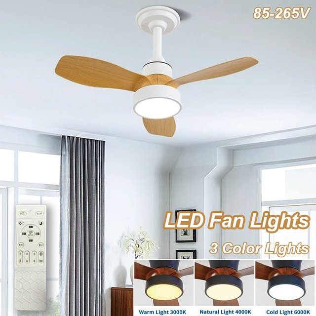 LINYILIGHT Deckenventilator mit LED-Beleuchtung und Fernbedienung, Weiß, Durchmesser: 62 cm bis 82 cm - Bild 1