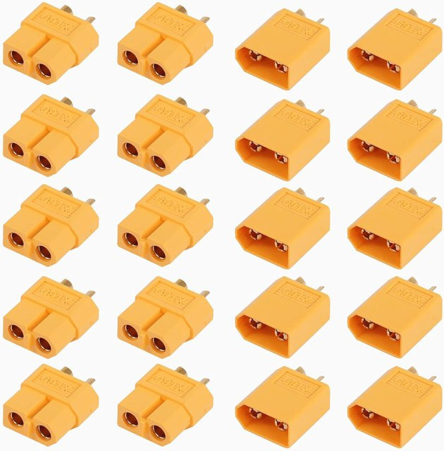 AOKIN XT60 Stecker Set mit 5 Paar männlich und weiblich in Orange für RC Lipo Batterien und Drohnen - Bild 1