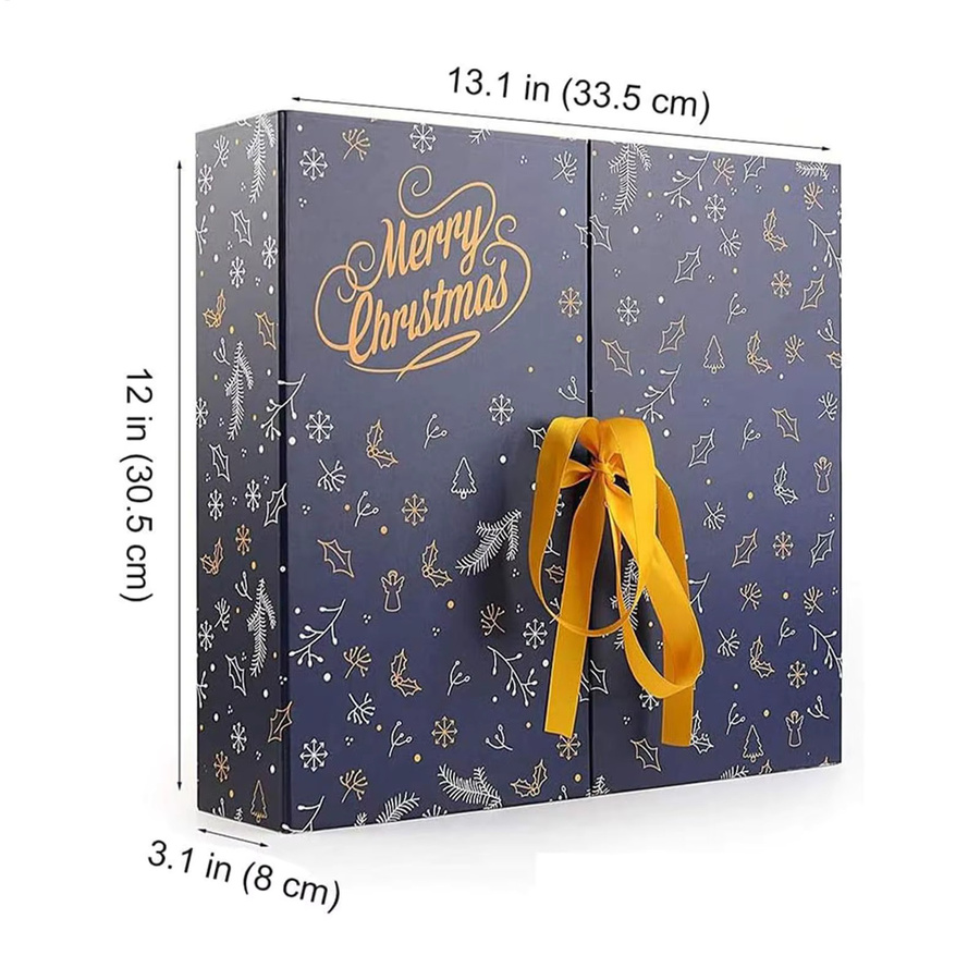 DIY Adventskalender aus Papier für 24 Tage, nachfüllbare Weihnachts-Countdown-Boxen in Blau für Süßigkeiten, Schmuck oder Spielzeug - Bild 6