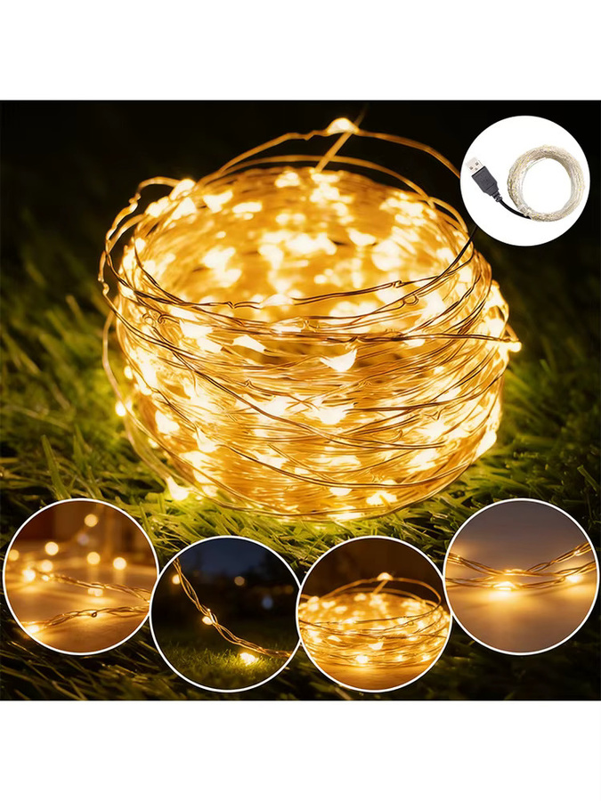 Majisu USB-LED-Lichterkette in Warmweiß für Schlafzimmer, Party und Hochzeit - Bild 7