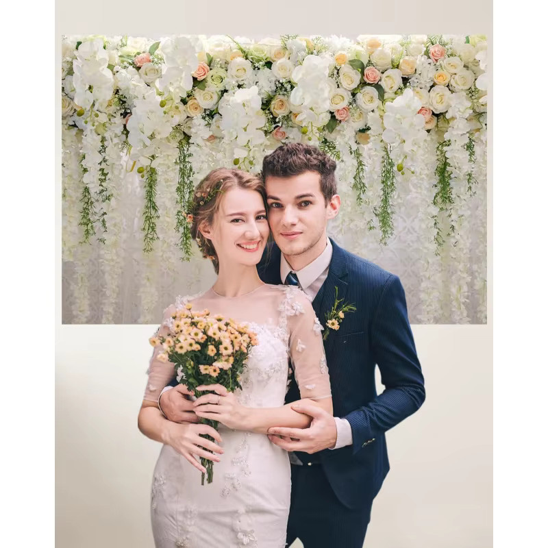 Mochiska Wandhintergrund mit floralem Design in Tiefes Saphirblau für Hochzeit und Geburtstag - Bild 2