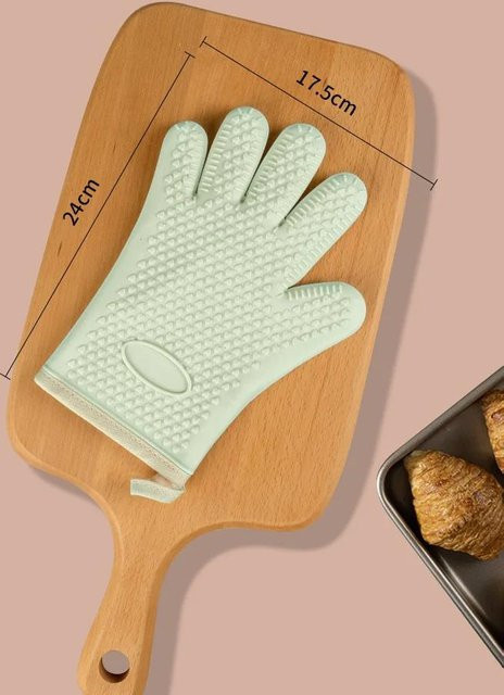 Zackoo Anti-Verbrühungs-Handschuhe aus Silikon, hitzebeständig und rutschfest, beige - Bild 1