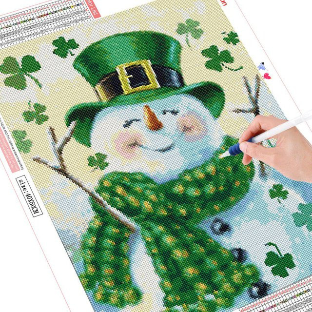 FIYO Diamond Painting Set Schneemann Winter Motiv in Grau und Mehrfarbig, B x H: 30 x 20 cm - Bild 1