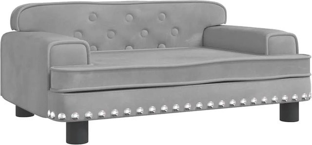 vidaXL Hundebett aus Samt in Hellgrau, B/T/H: 70 x 45 x 30 cm - Bild 1