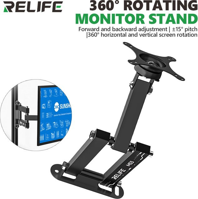 RELIFE MS3 360° drehbare Bildschirmhalterung in Schwarz für 14-27 Zoll Monitore mit 15° Neigefunktion - Bild 1