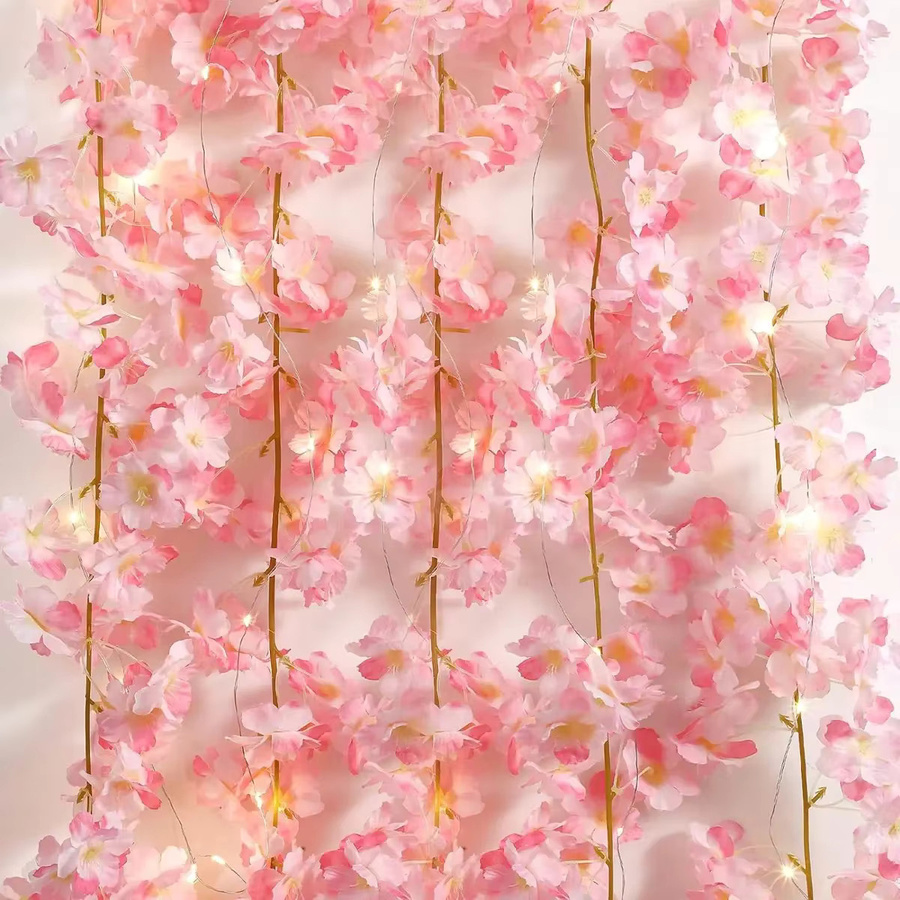 OKAL RED EAST Künstliche Kirschblütenrebe aus Seide in Rosa für Hochzeiten und Dekorationen - Bild 3
