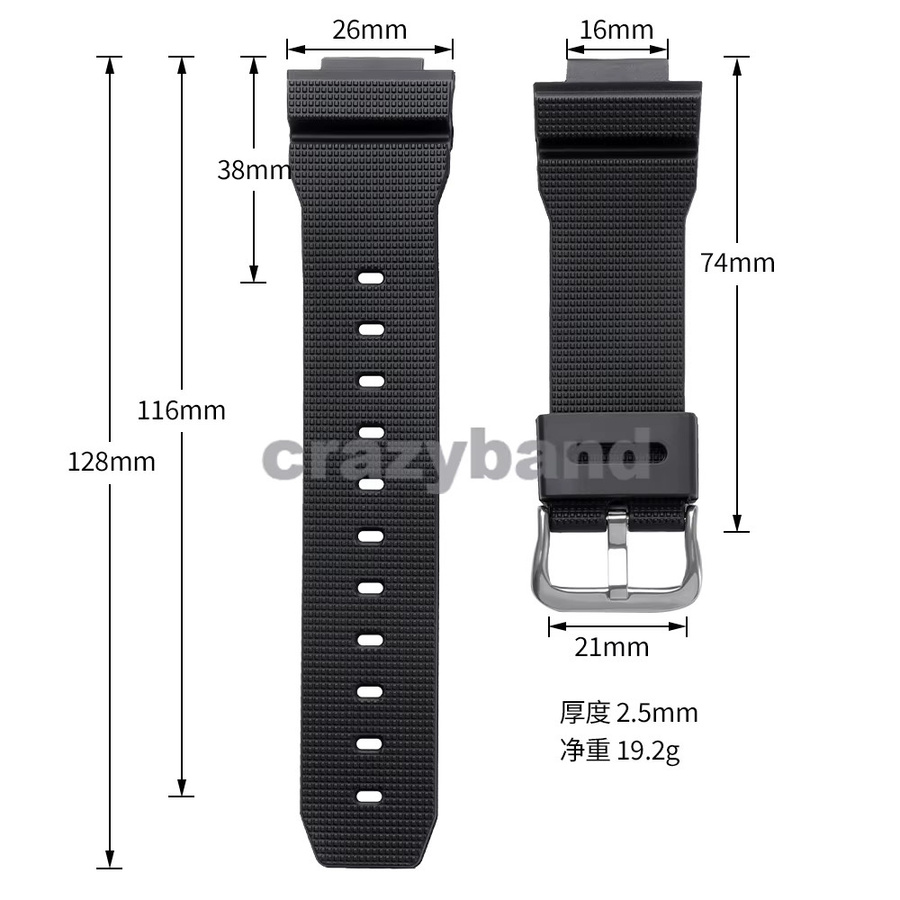 Crazyband Uhrenarmband Silikon, Schwarz, Herren, 16 mm - Bild 5