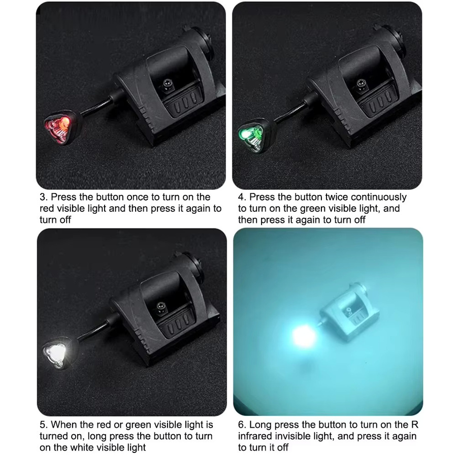 BOOIU Taktische LED-Taschenlampe mit vier Modi und IR-Lampe als Helmleuchte für Outdoor, Jagd und Nachtbeleuchtung - Bild 4