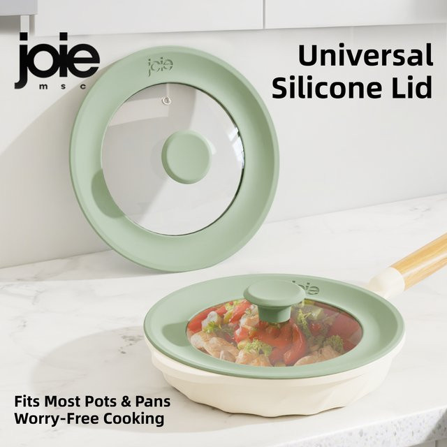 Joie Universal-Silikon-Deckel aus gehärtetem Glas in Grün für Töpfe und Pfannen mit Überlaufschutz - Bild 1