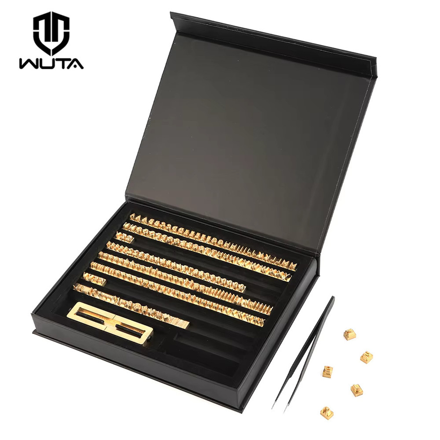 WUTA 180-teiliges Messingstempel-Set in Gold mit Alphabet, Zahlen und Symbolen für Lederhandwerk und DIY-Gravur - Bild 6