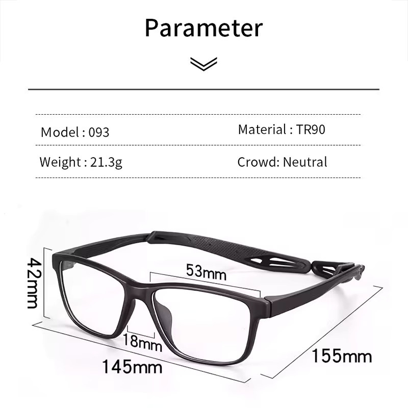 Xbora Sportbrillengestelle, Herren, Vollrand, rechteckig, TR90, schwarz - Bild 2
