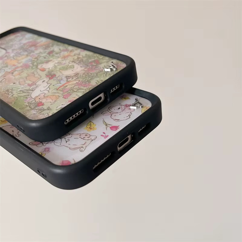 Potdemiel Handyhülle Wildflower 3D Design mit Mädchen, Grasland und Kaninchen für iPhone 16 15 14 13 12 Pro Max Plus sowie iPhone 17 Pro Max mit Ballettschuhe Motiv - Bild 1