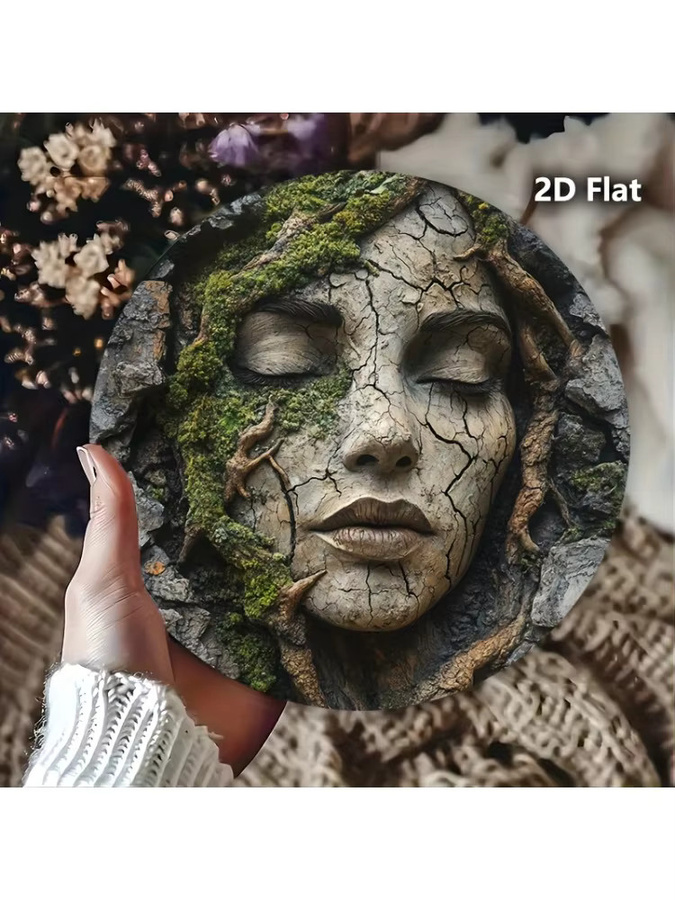 Potdemiel Vintage Aluminium-Metallschild Rund mit Natur- und Porträt-Design, Mehrfarbig, Durchmesser: 20,32 cm - Bild 4