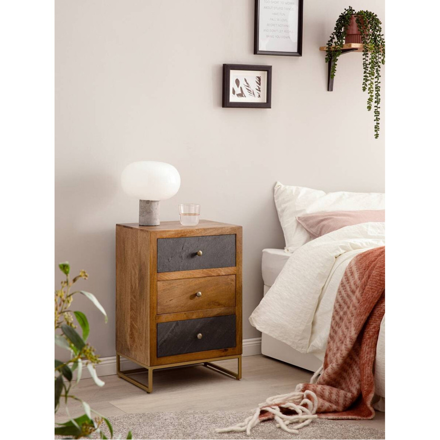 Wohnling Nachtkonsole modern in Braun aus Mango Massivholz, B/H/T: 40 x 60 x 30 cm - Bild 2